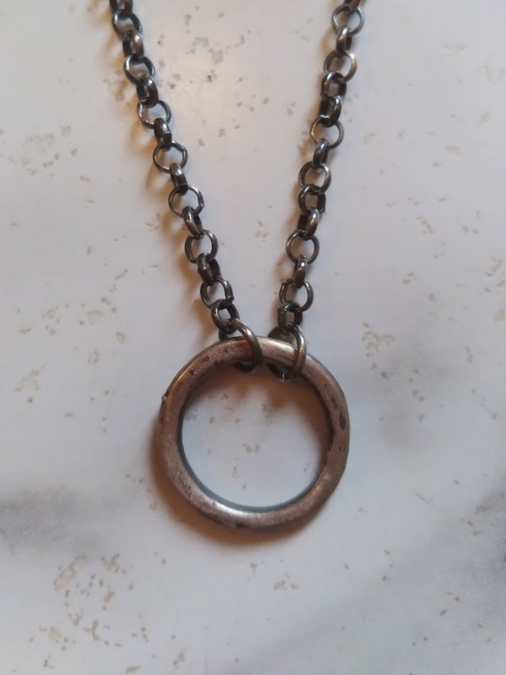 RARE Jennifer Kahn Sterling Silver Thick Forged Ring Necklace Vermont
